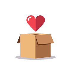 Donation Box with Heart Symbol, Charity and Giving Concept Illustration for Social Responsibility and Community Support