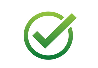 Green check mark icon symbol sign correct approved validated choice on transparent background