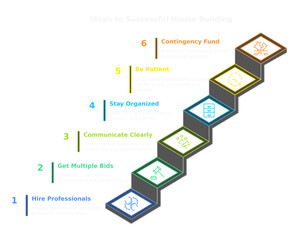 Steps to Successful Home Renovation: A visually engaging infographic depicting a staircase with steps representing essential steps in a successful home renovation project.