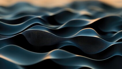 Obraz premium Abstract wavy surface of dark blue and light orange