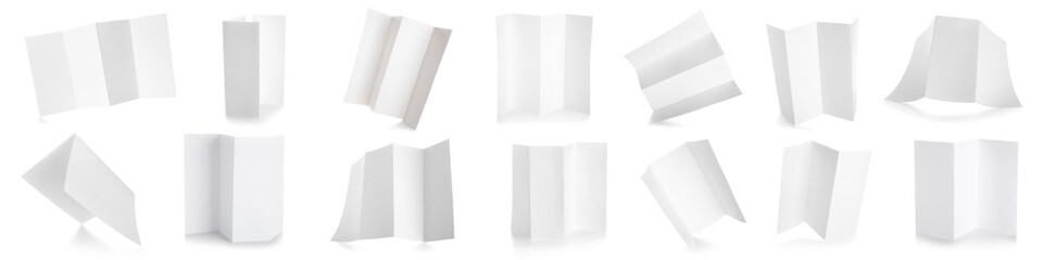 Set of blank brochures on white background