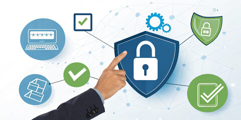 Engaging Data Protection and Compliance Concept Featuring Hand Interaction