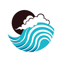 Japanese waves pattern design vector art