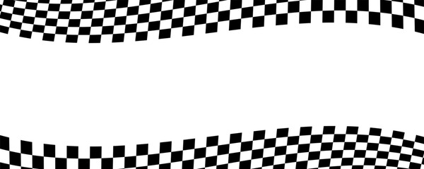 Race flag background. Car race checker finish line banner with black and white checkered pattern, car rally competition backdrop design. Vector illustration