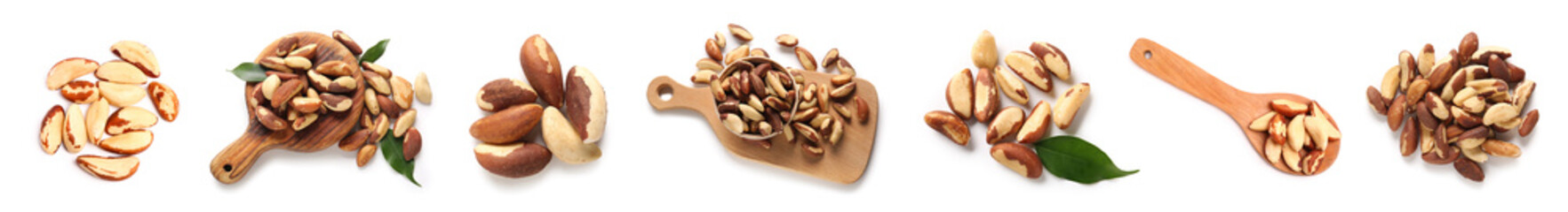 Set of healthy Brazilian nuts on white background