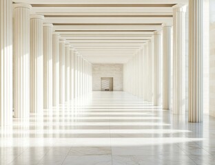 Obraz premium Sunlit colonnade hallway