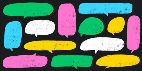 Crayon Speech Bubble Frame. Vector Chalk Talk Balloon. Colorful Dialog Chat Illustrations