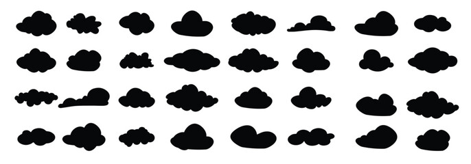 set vector black cloud icons clouds silhouette cloud symbol your web site design logo app ui vector