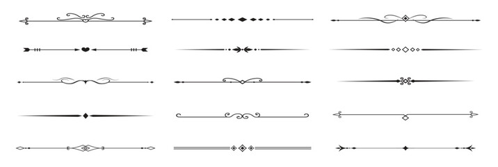 set vintage decorative lines text dividers line border lines separators vector illustration