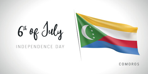 Comoros independence day vector banner, greeting card.