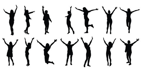 Silhouettes happy women vector illustration