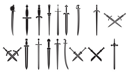 silhouettes swords vector design