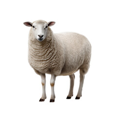 Obraz premium Sheep Gentle Herbivore with Woolly Coat on isolated background, generative ai