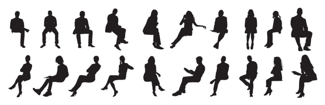  sitting silhouettes vector