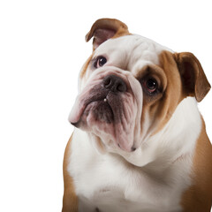 Obraz premium Adorable Bulldog Dog Photo with Expressive Face on isolated background, generative ai