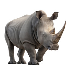Obraz premium Rare White Rhinoceros Unique and Endangered Species on isolated background, generative ai