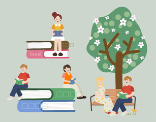 독서하는 인물 일러스트