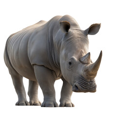 Fototapeta premium Giant Rhinoceros A Majestic and Powerful Wildlife Species on isolated background, generative ai