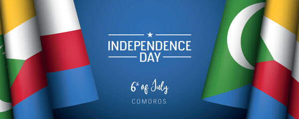 Comoros independence day vector banner, greeting card.