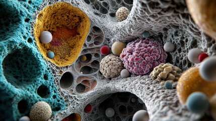 Exploring the Intricate Colors of Cancerous Cells in a Medical Laboratory Experiment under a Microscope