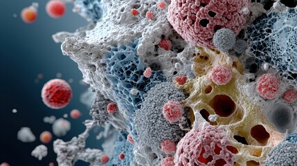 Exploring the Intricacies of Cells: A Close-Up View of Liver Tissue in Medical Laboratory Experiments Under the Microscope