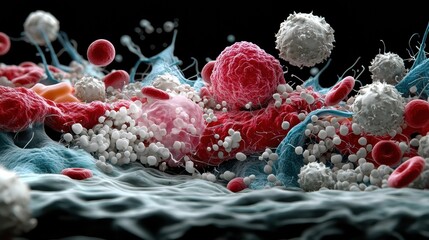 A Zoomed-In Insight into Microscopic Views of White Blood Cells During Immune Response in Medical Laboratory Experiments