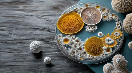 Exploring the Microscopic World of Fungal Spores Through Laboratory Experiments with Fascinating Yellow and White Flowers