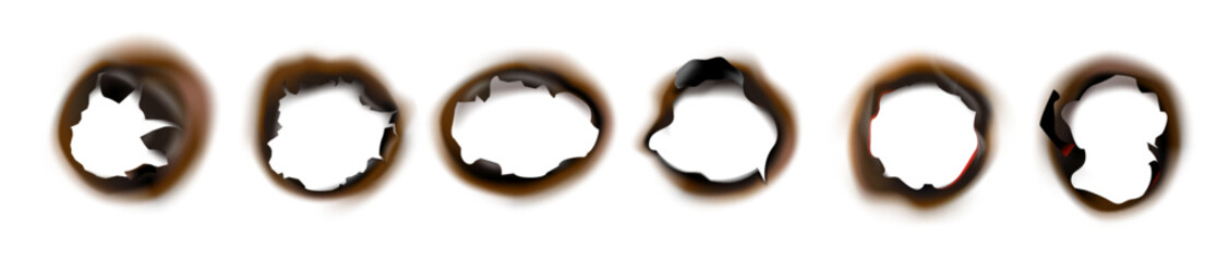 burn paper holes vector illustration