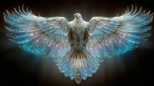 Ethereal phoenix pattern background featuring magical sparkling light effects and delicate design