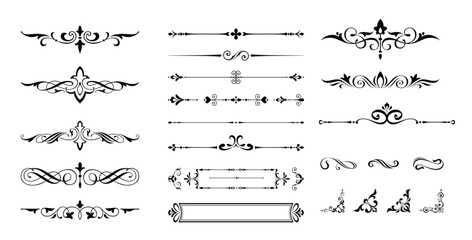 set retro decorative page dividers design elements.