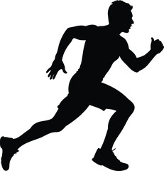 Silhouette of a determined runner in motion, conveying speed and agility