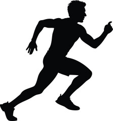Silhouette of a Man Running at Full Speed in Sportswear Uniform