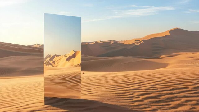 Reflective surface in desert landscape