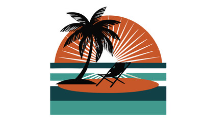 beach chair vector silhouette illustration