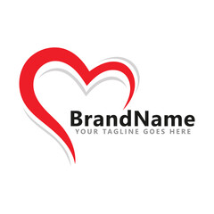 Love heart red logo icon vector template