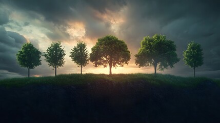 Parallel timelines:trees surviving and trees without