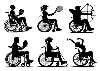 Obraz premium Silhouettes of athletes in wheelchairs
