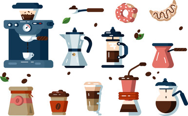 set of coffee machine vector illustration