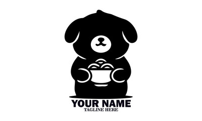 Illustration vector cute dog eating ramen noodles. cute dog eating ramen noodles animal cartoon concept isolated and logo art
