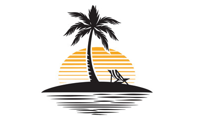 beach chair vector silhouette illustration