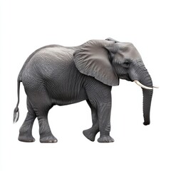 Obraz premium Gray African Elephant Side Profile on White Background
