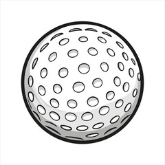 Simple Black and White Cartoon Golf Ball Illustration