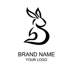 Rabbit logo template isolated...