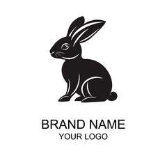Rabbit sitting logo template ...
