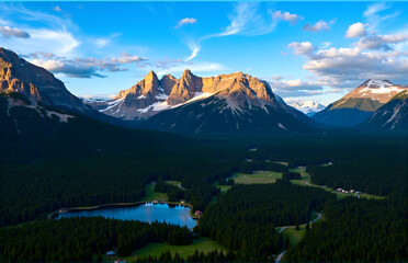 Fototapeta premium Natural Scenery of Mountains, Lakes and Forests