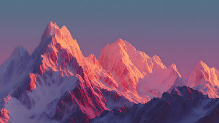 Majestic snowcapped mountains at sunset vibrant colors