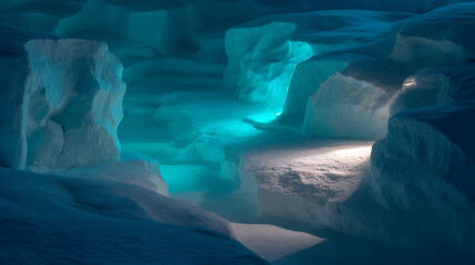 Enchanting ice cave arctic winter wonderland glacial blue
