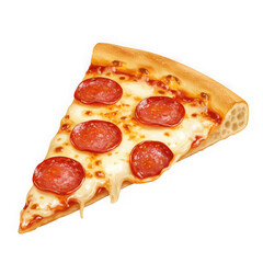 Pepperoni pizza slice isolated on transparent background