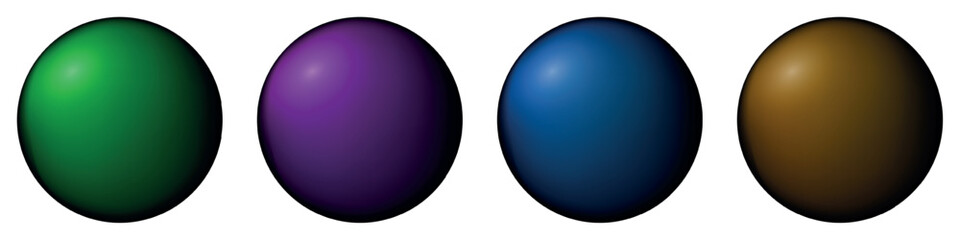 Set with glass colorful balls. Glossy realistic ball, 3D abstract vector illustration highlighted on a white background. Big metal bubble with shadow.
