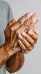 Fototapeta premium Hand washing demonstration with soap for effective hygiene in home setting